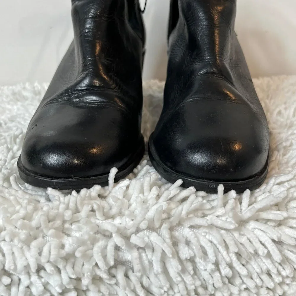 Steve Madden Vintage Chunky Heel Open Side Lace Ankle Closed Toe Bootie Black 8.